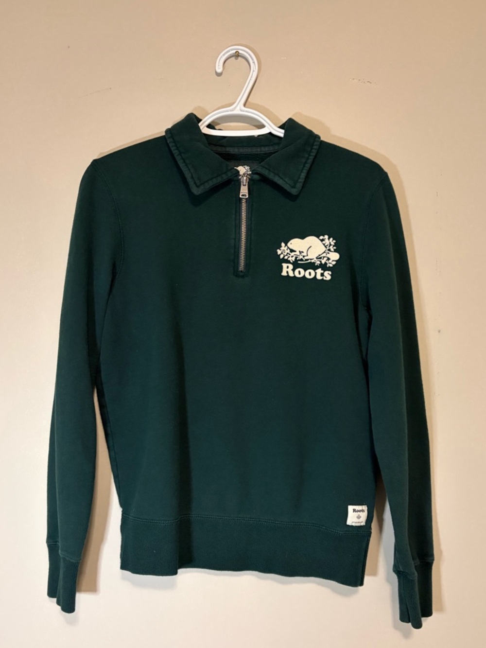 Roots Women’s Dark Green Quarter-Zip Sweatshirt
